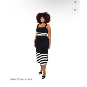 Edited by Remi Bader black knit midi-length skirt with a side slit size XL NWT